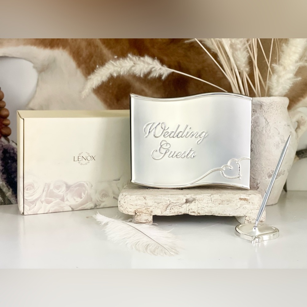 LENOX | Silver Forevermore 'Wedding Guests' Keepsake Guest Book + Pen
